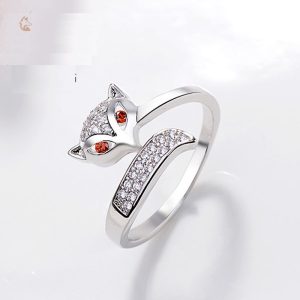 Bague en cristal avec motif de renard
