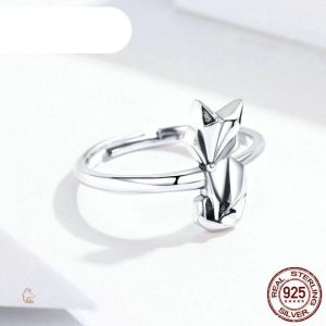 Bague minimaliste en argent avec motif renard