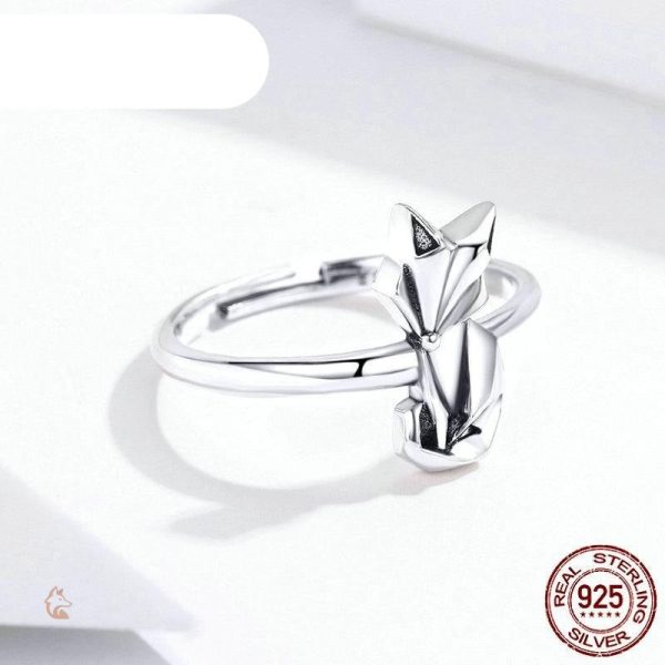 Bague minimaliste en argent avec motif renard