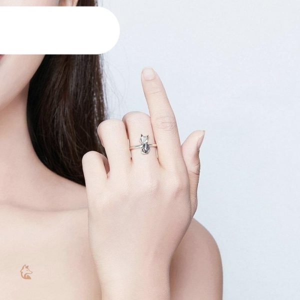 Bague femme en argent au style épuré renard