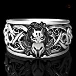 Bague Kitsune en argent avec motifs de renard