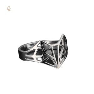 Bague Renard Origami en argent géométrique
