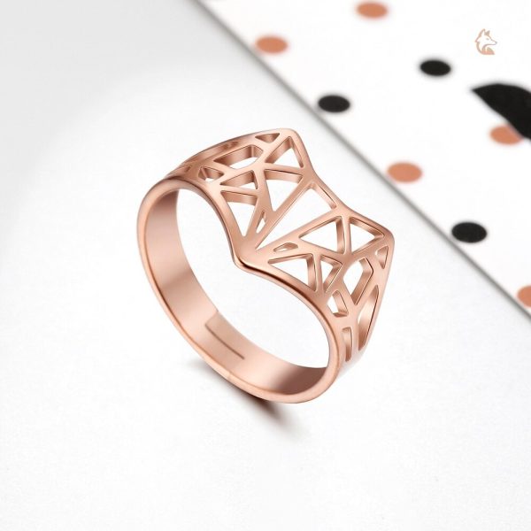 Bague élégante en argent avec motif de renard origami