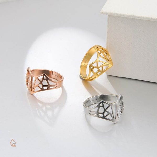 Bijou unique, bague en argent avec forme de renard