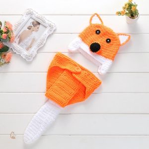 Set bonnet et couche renard pour bébé