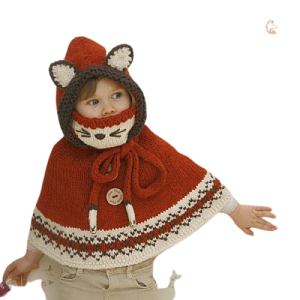 Bonnet Renard Cagoule et Cape Tricot pour Enfant
