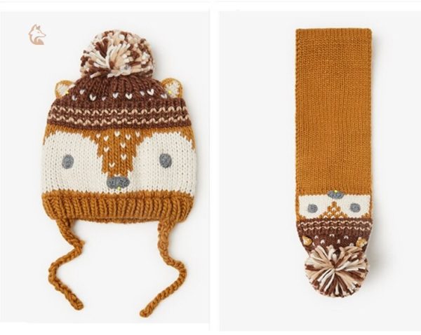 Ensemble d'hiver Renard pour enfants, bonnet et écharpe