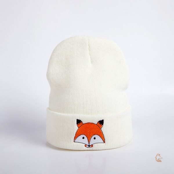 Bonnet stylé avec broderie de renard pour les froids