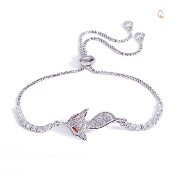 Bracelet mignon en forme de renard avec détails en diamant