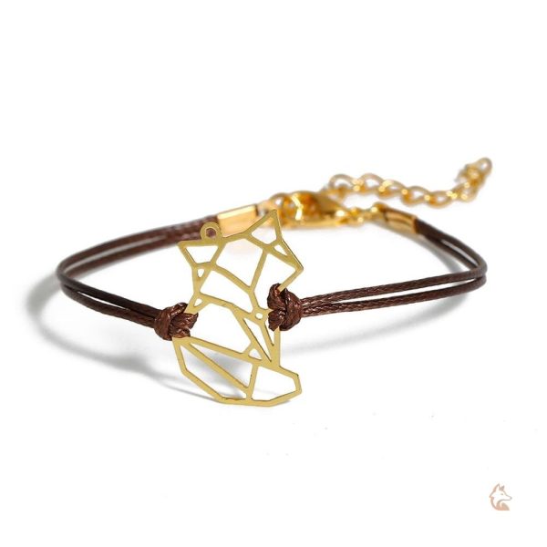 Bracelet Renard Origami en doré élégant