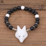 Bracelet en Pierre de Lave avec motif Renard