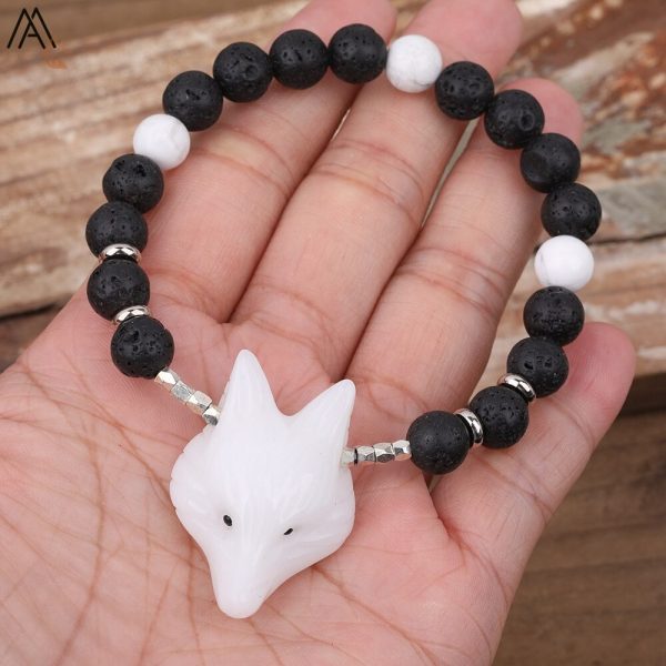 Bijou fantaisie : Bracelet Renard en Pierre de Lave