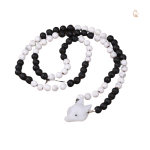 Collier Renard Pierre de Lave Noir et Blanc