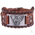 Bracelet Renard Viking en cuir avec symbole de triquetra