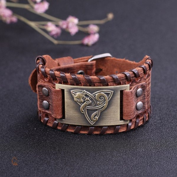 Élégant bracelet en cuir avec motif de renard