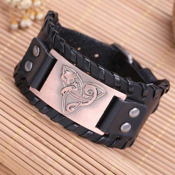 Bracelet unique avec motif Triquetra et motif Renard