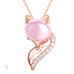 Collier Renard en argent avec perle rose