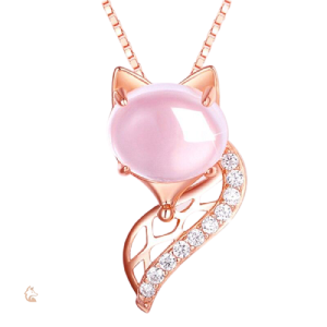 Collier Renard en argent avec perle rose