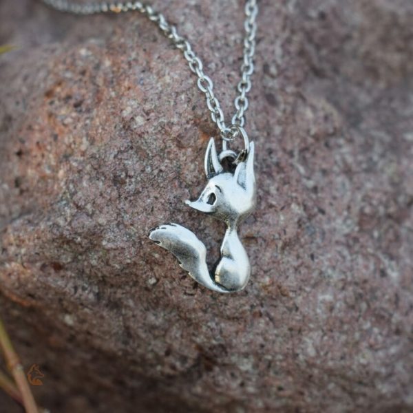 Collier en argent au motif de renard adorable