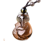 Collier Renard Chanceux en Obsidienne
