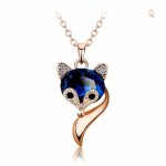 Collier Renard Cristal Bleu élégant et raffiné