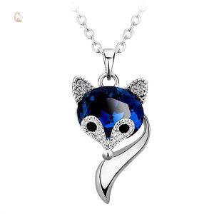 Bijou en forme de renard avec cristal bleu