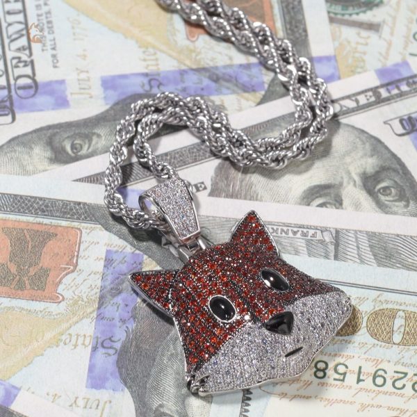 Collier amusant avec motif emoji renard