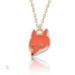 Collier Renard Enfant Tête de Goupil en métal et cuir