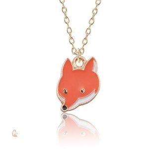 Collier Renard Enfant Tête de Goupil en métal et cuir