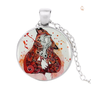 Collier vintage représentant une famille de renards
