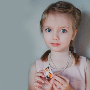 Collier tendance renard en aquarelle colorée
