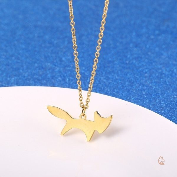 Collier féminin doré avec design renard adorable