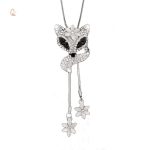 Collier Femme Renard en Argent avec Diamants