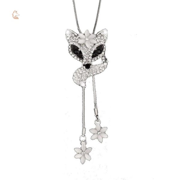 Collier Femme Renard en Argent avec Diamants