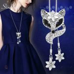Accessoire en Argent, collier Renard orné de Diamants scintillants