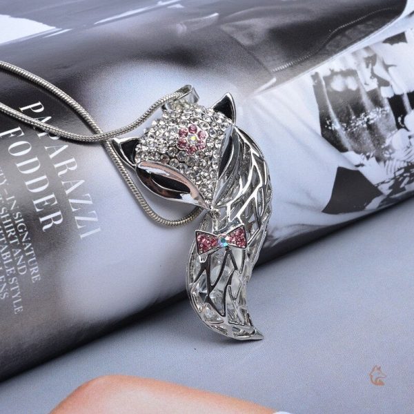 Collier femme en forme de renard avec joyaux