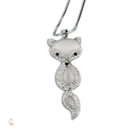 Collier Renard Femme avec Pierre Blanche élégante