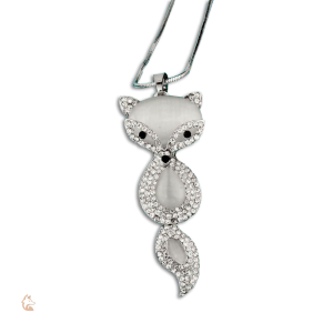 Collier Renard Femme avec Pierre Blanche élégante