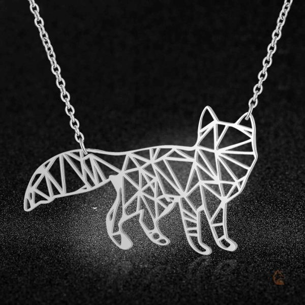 Bijou élégant représentant un renard en origami argenté
