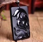 Collier unique pour homme, style renard obsidienne
