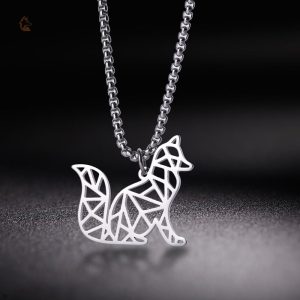 Collier Origami en forme de renard pour homme