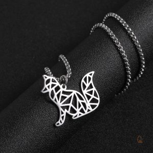 Bijou homme en origami avec motif renard