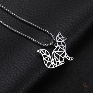 Collier design renard en origami pour accessoire masculin