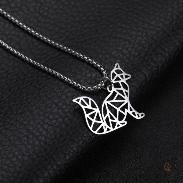Collier design renard en origami pour accessoire masculin