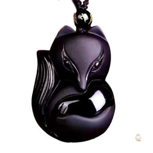 Collier Renard en obsidienne