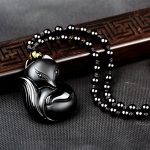 Collier en obsidienne pour amoureux des renards