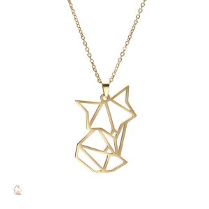 Collier Renard Origami en métal délicat