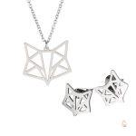 Collier Renard Origami et Boucle d'oreille en Argent