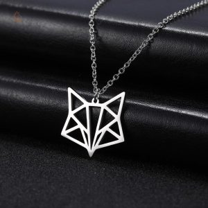 Collier Renard en origami avec boucles d'oreilles assorties