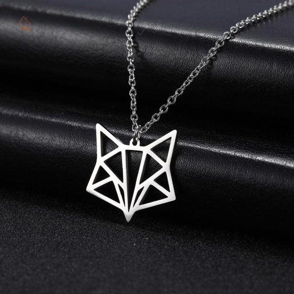Collier Renard en origami avec boucles d'oreilles assorties